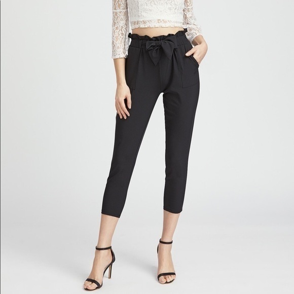 🌟SHEIN Paperbag Ruffle Tie Crop Capri Pants - Picture 1 of 9